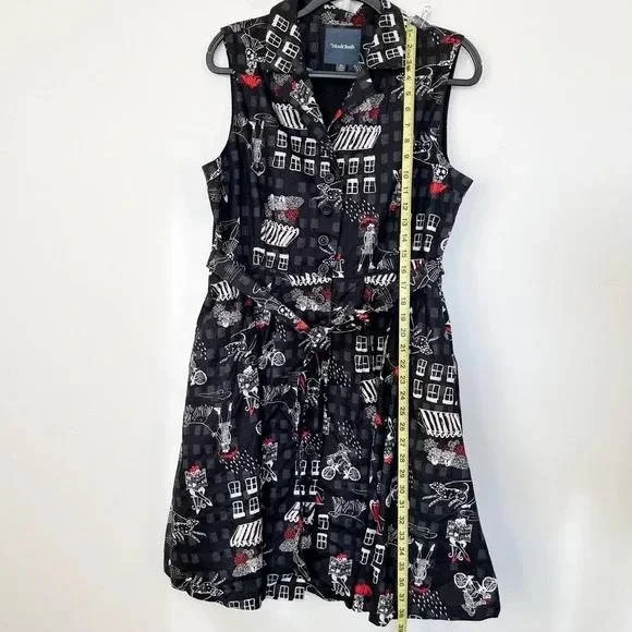 ModCloth Community Brunch Belted Sleeveless Shirt Dress XL Black - Picture 8 of 13